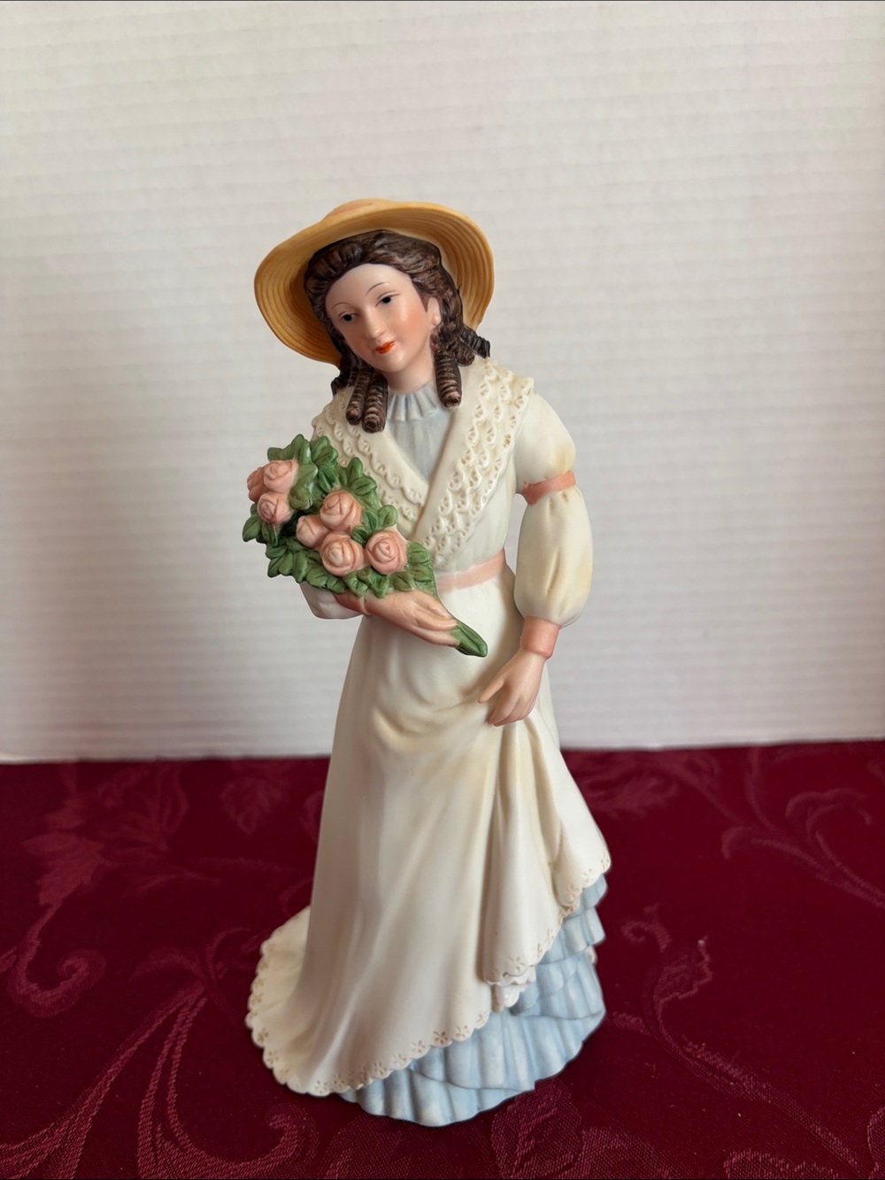 Vintage Homco Charlotte Rose #1468 Victorian Lady Woman Figurine Bouquet Roses